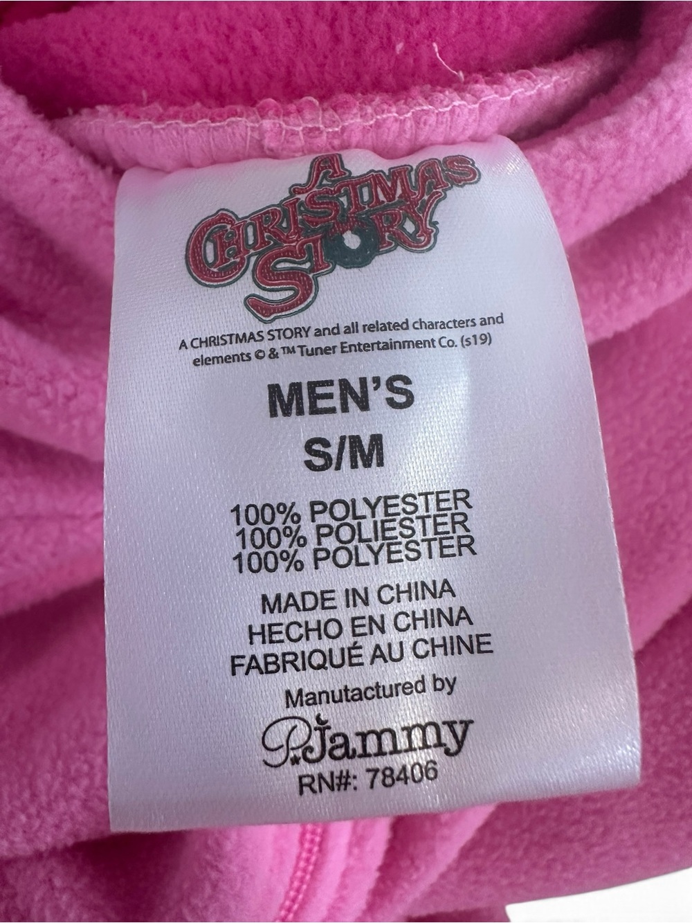 A Christmas Story Pink Bunny Pajama Costume Union Suit Men’s S/M NWT - Picture 4 of 5